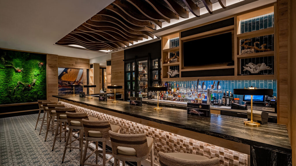 The nautically rich bar in Latitudes at Jupiter Beach Resort.