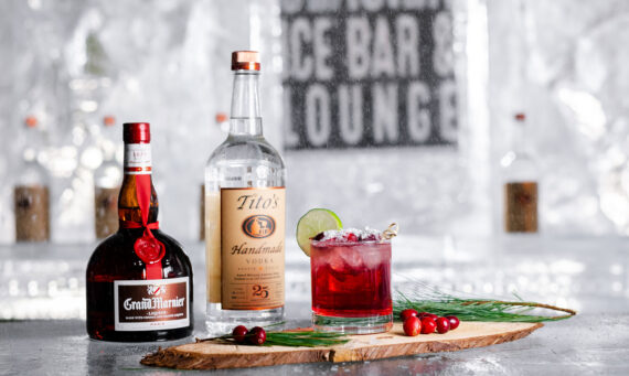 A frozen cocktail at the annual Glacier ice bar.