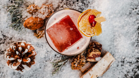 A holiday-themed cocktail part of Opal's seasonal cocktail program.