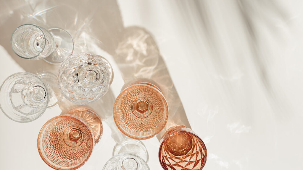 An assortment of empty glassware.