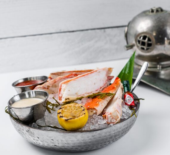 crab legs on ice
