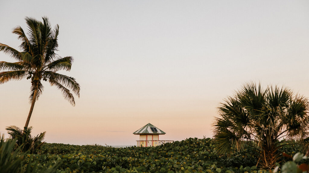 A lifeguard tower on Delray Beach in Florida.