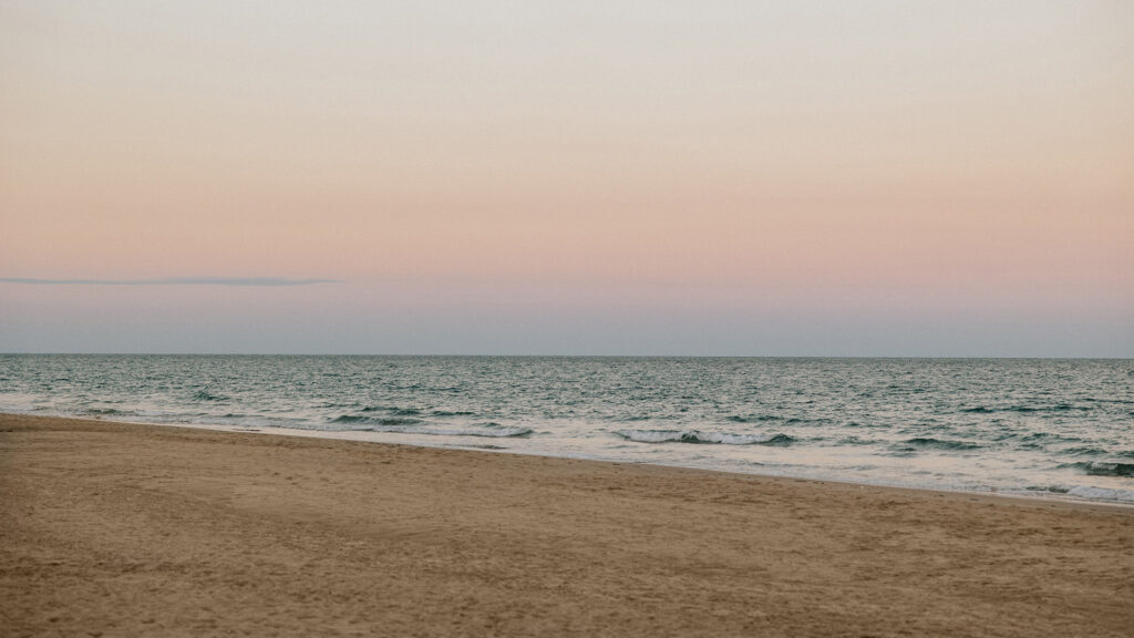 The two-mile stretch of beach in Delray Beach, Florida, at sunset.