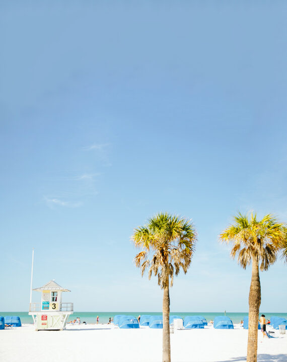 A sunny day on the sand at Clearwater Beach in Florida.