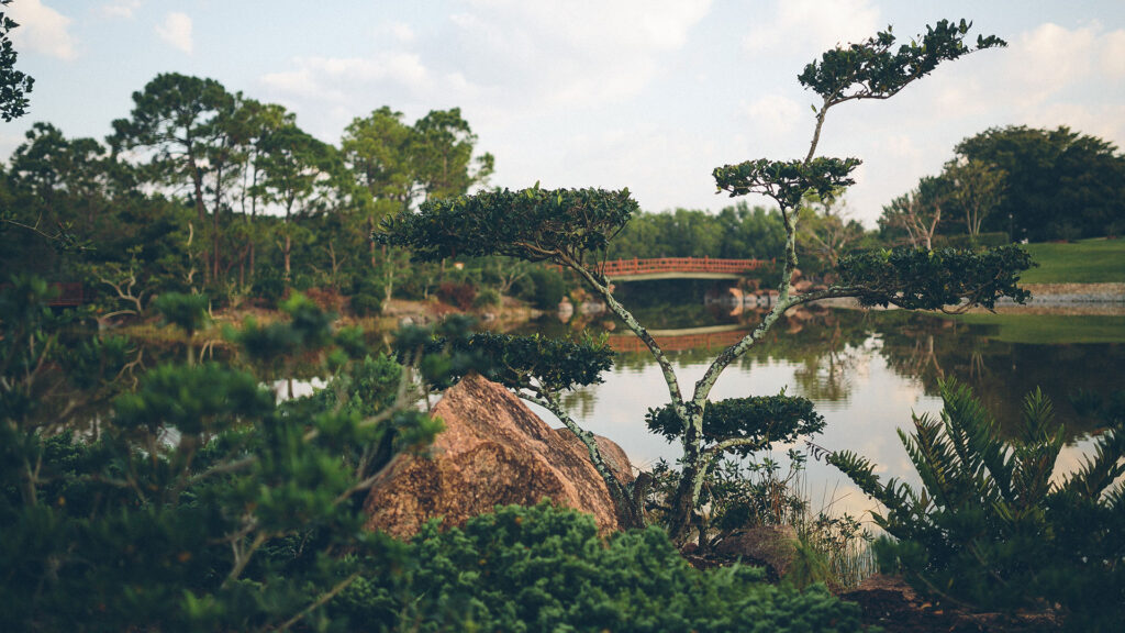 The Memorial Bridge at Morikama Museum in Delray Beach, Florida.