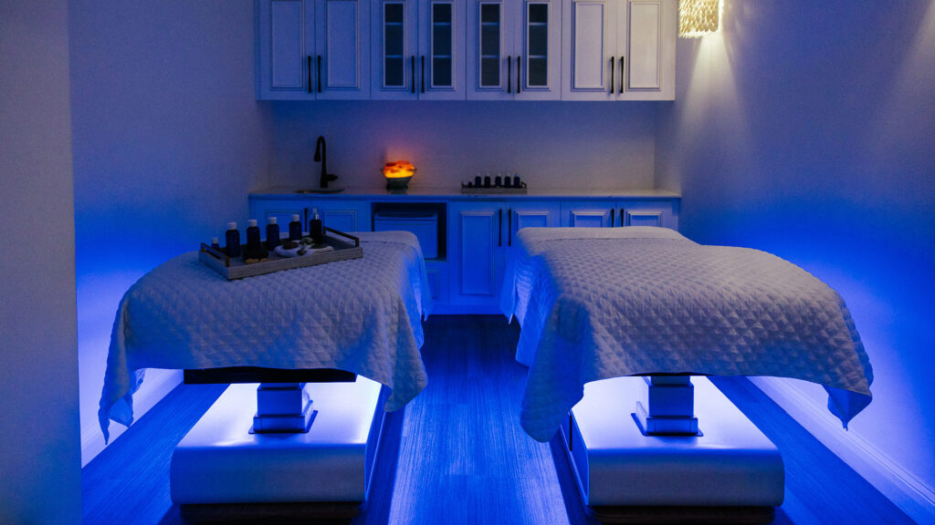 The custom-designed vibroacoustic beds at Opal Spas.