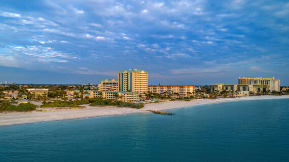 view of the ocean and the hotel beach front