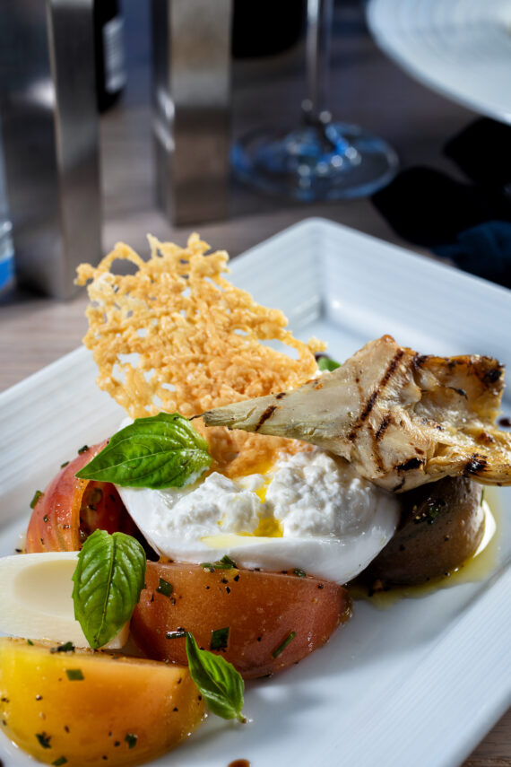 grilled chicken burrata and tomato salad