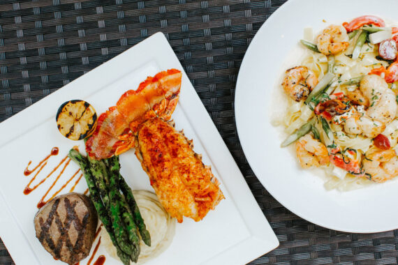 lobster tail with vegetables