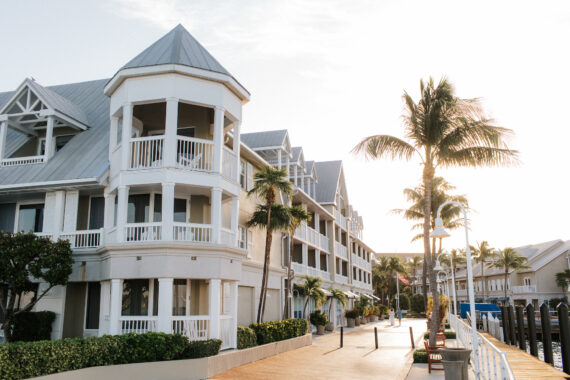 Outside view of waterfront suites at Opal Key Resort, Key West.