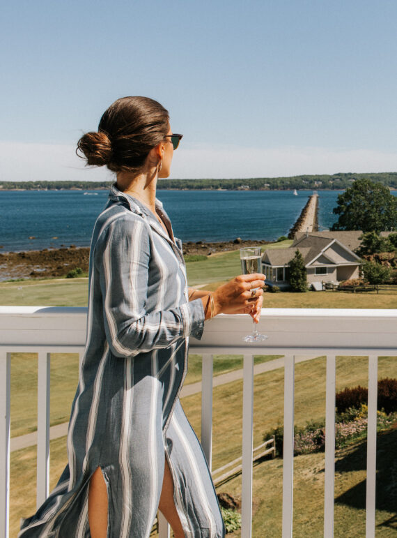Girl looking at Rockport Breakwater Samoset Resort