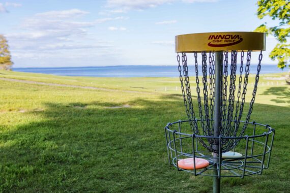 One of the disc golf holes on The Samoset Resort grounds.