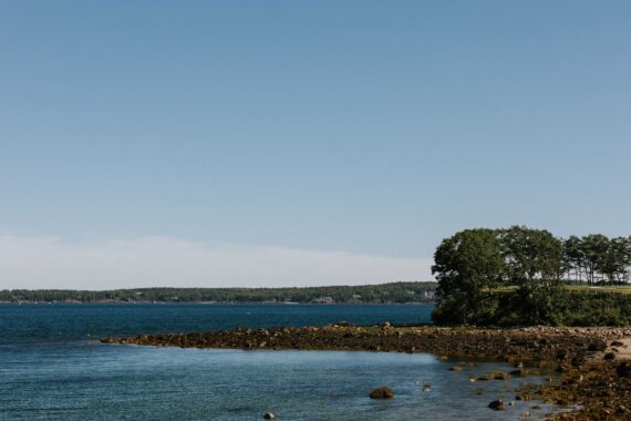 The view of the rugged coastline in Midcoast Maine.