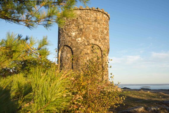 The stone castle at the summit of Mt. Battie in Camden Hill State Park.