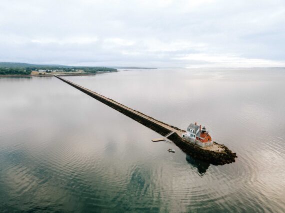 The Rockland Breakwater is a mile long jetty groups can walk together.