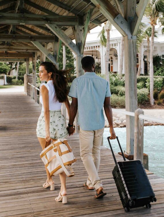 couple checking into sunset key cottages