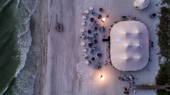 tent setup on longboat key beach