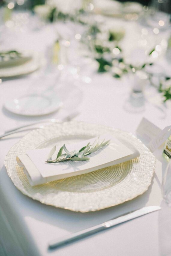 a wedding table set up