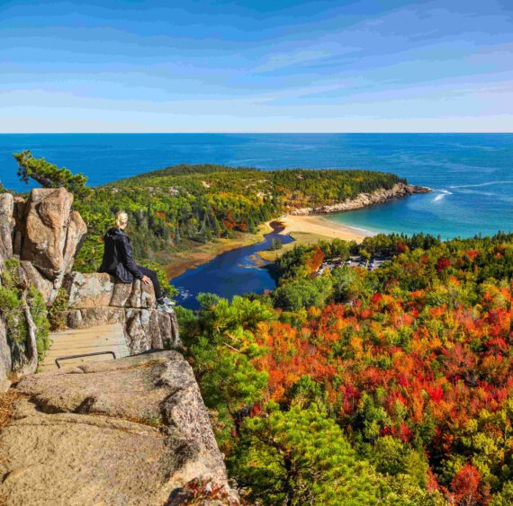 The view from the popular Beehive Trail in Acadia National Park.
