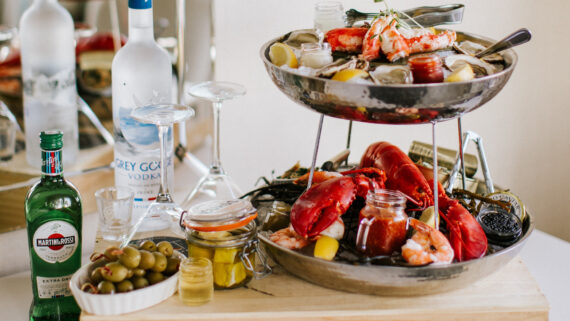 Raw seafood tower and martini bar