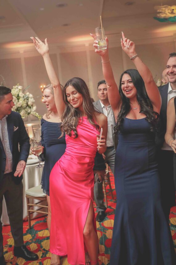 crowd dancing after the wedding