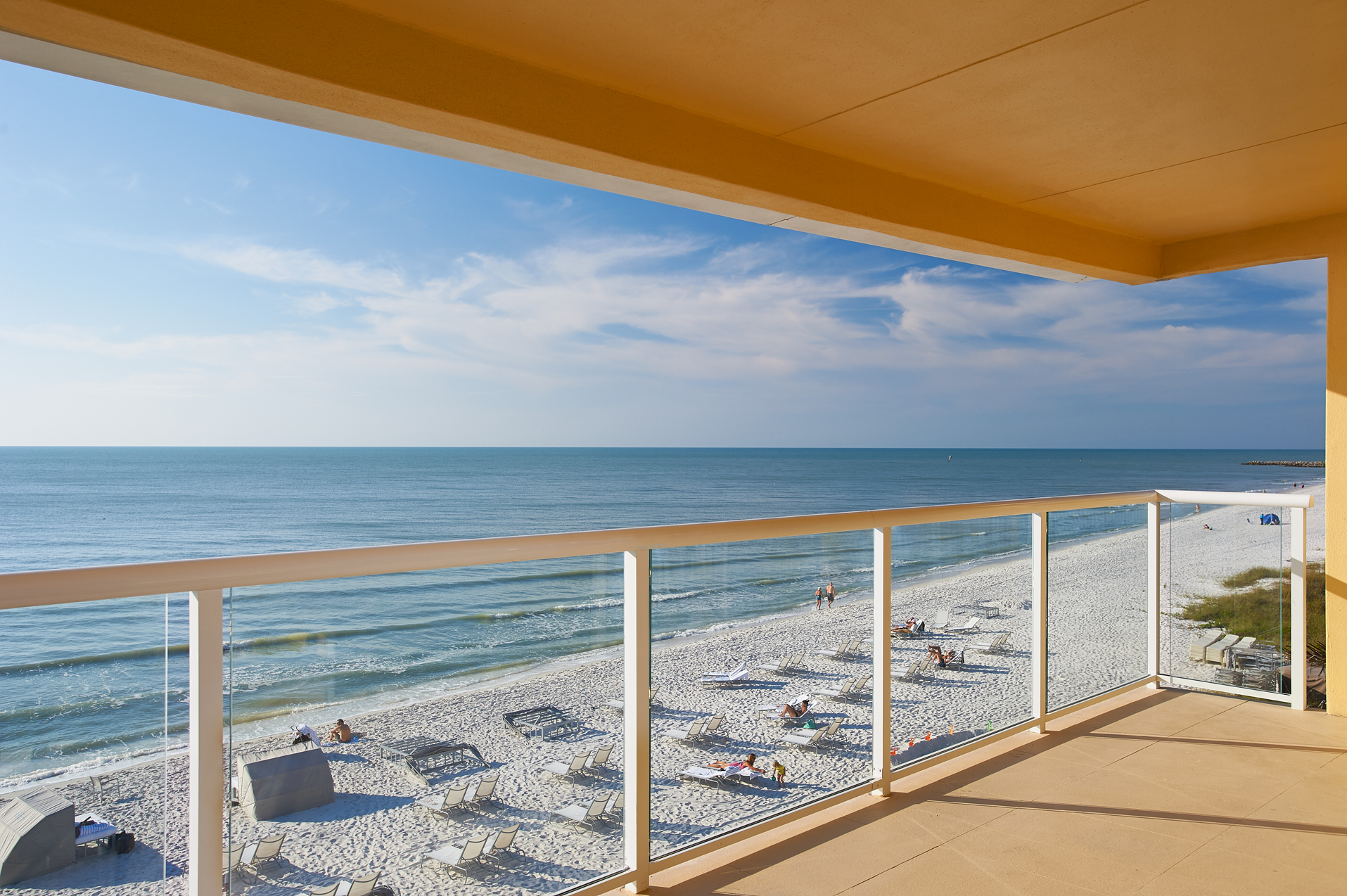 view of the beach from a balcony