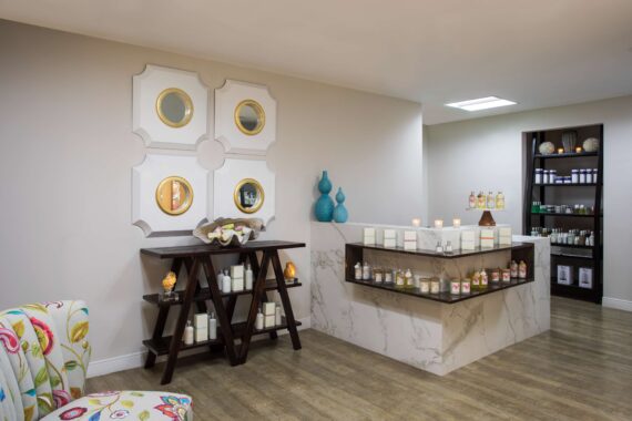 The retail area at the Opal Spa at Hutchinson Shores Resort.