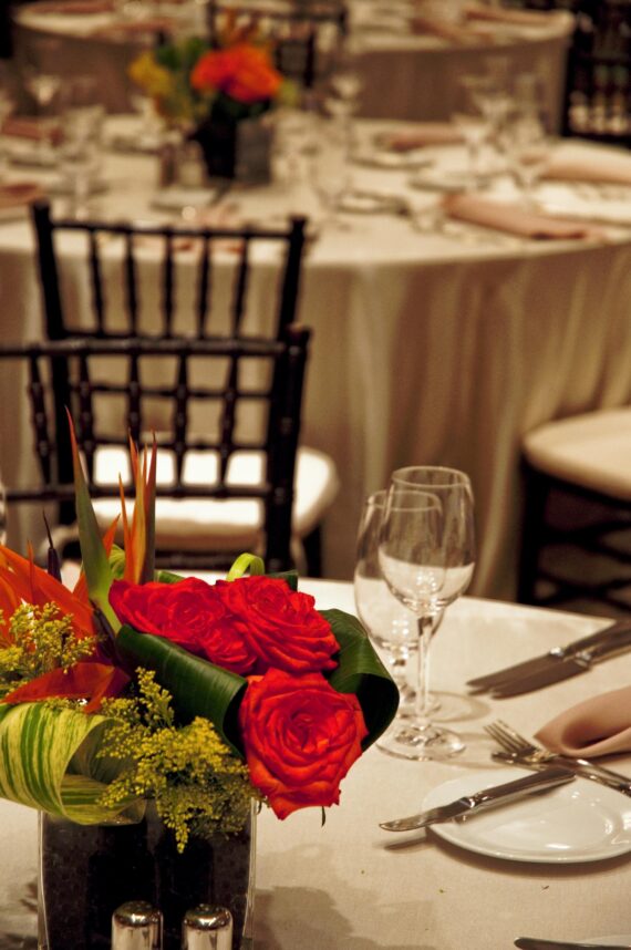 banquet hall table set up